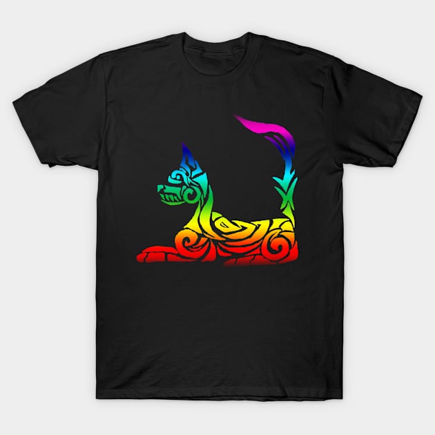 Tribal Design - Rainbow Cat T-Shirt by Crayle